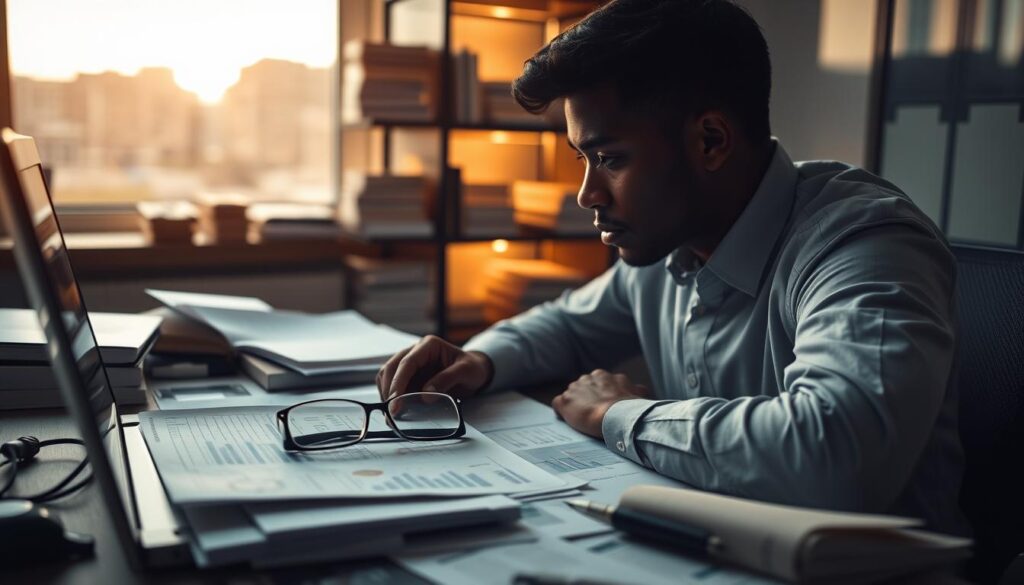 A focused individual, dressed in professional attire, sits at a desk cluttered with medical and financial documents. In the foreground, a pair of glasses rests atop an open laptop displaying financial charts and medical records. The middle layer reveals shelves lined with books on health and finance, illuminated by soft, warm lighting creating a thoughtful atmosphere. In the background, a window lets in natural light, hinting at a serene urban landscape outside. The scene conveys a sense of introspection and analysis, capturing the essence of someone deeply engaged in understanding critical information related to borrower insurance. Subtle shadows enhance the mood, suggesting the weight of the decision-making process. A Focused Individual, Dressed In Professional Attire, Sits At A Desk Cluttered With Medical And Financial Documents. In The Foreground, A Pair Of Glasses Rests Atop An Open Laptop Displaying Financial Charts And Medical Records. The Middle Layer Reveals Shelves Lined With Books On Health And Finance, Illuminated By Soft, Warm Lighting Creating A Thoughtful Atmosphere. In The Background, A Window Lets In Natural Light, Hinting At A Serene Urban Landscape Outside. The Scene Conveys A Sense Of Introspection And Analysis, Capturing The Essence Of Someone Deeply Engaged In Understanding Critical Information Related To Borrower Insurance. Subtle Shadows Enhance The Mood, Suggesting The Weight Of The Decision-Making Process.